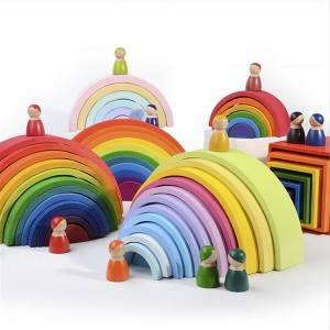 Big Rainbow Building Blocks Tower Wood Toys Balls Plat China Wholesale