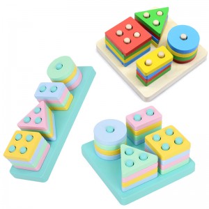 Детски образовни блокови со геометриска форма на играчки со четири колони