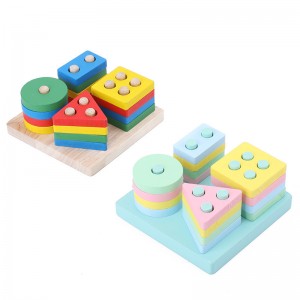 Kid’s Educational Four-column Toy Geometric Shape Building Blocks