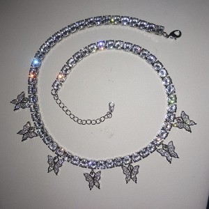 I-Wholesale Tennis Chain Butterfly Necklace Jewelry Diamond
