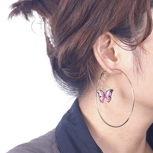 Wholesale New 8K Gold Plated Butterfly Pendant Hoop Earrings for Women Jewelry