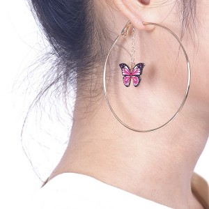 Venta al por mayor nuevos pendientes de aro colgantes de mariposa chapados en oro 8K para joyería de mujer