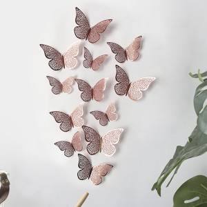 Adesivo de parede de borboleta de papel oco 3D decoração de casamento atacado