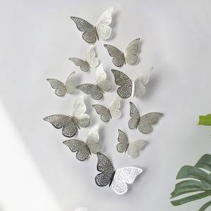 Adhesivo de parede de bolboreta de papel oco 3D Decoración de vodas por xunto