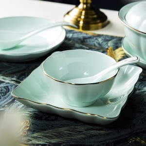 Ceramic Tableware Dishes Set Gold Sides Dishes Wholesale