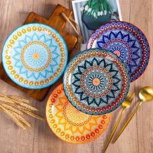 Ithreyi yeCeramic Bohemian Hand Drawn Glaze Baking Plate Tableware Wholesale