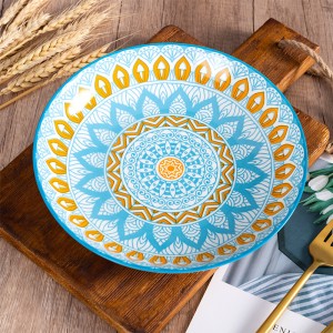Ceramic Tray Bohemian Hand Drawn Glaze Baking Plate Tableware Wholesale