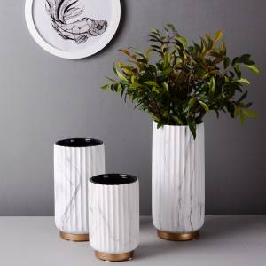 Ceramic Vase Marble Pattern Flower Home Decoration