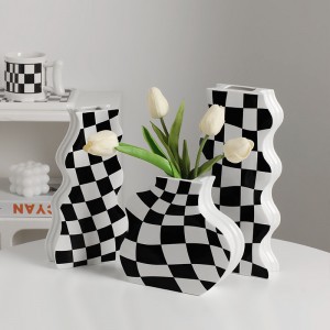 Chessboard Ceramic Vase Ornaments Home Decoration