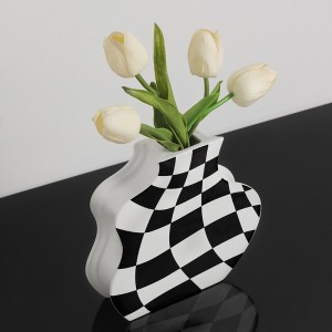 Chessboard Ceramic Vase Ornaments Home Decoration