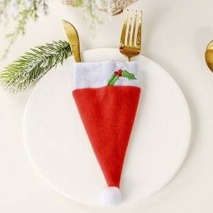 Christmas Decoration Covers Tableware Knife Fork bags Christmas Hat