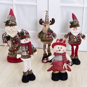 ການຕົກແຕ່ງວັນຄຣິດສະມາດ Telescopic ຜ້າ Christmas Doll Santa Claus Elk