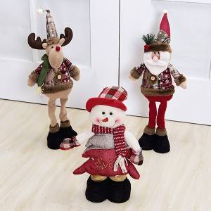 Christmas Decorations Telescopic Christmas Fabric Doll Santa Claus Elk