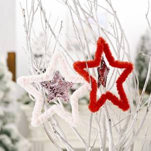 Božićni ukrasi Baršunasti šljokice Petokutne zvijezde Hanke