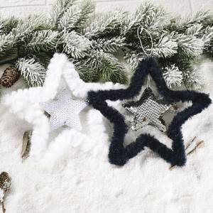 کرسمس کی سجاوٹ Velvet Sequins پانچ زاویہ ستارے Hanke