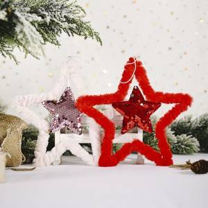 Decorations Christmas Velvet Sequins Five Angle Stars Hanke