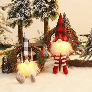 Decor Plush Christmas Tree Ornaments LED Gnome Christmas Doll