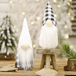 Dekorasyon ng Pasko Black White Plaid Christmas Forest Old Man Christmas Doll
