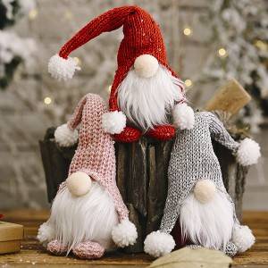 Christmas Decoration Forest Old Man Knitted Cap Faceless Doll