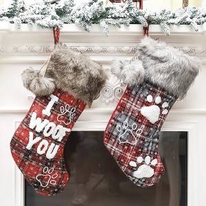 Christmas Dog Paw Socks Julgransdekorationer Strumpor