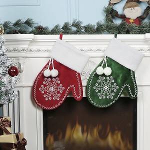 Calze di Natale Decorazione natalizia Guanti con fiocchi di neve Borsa regalo