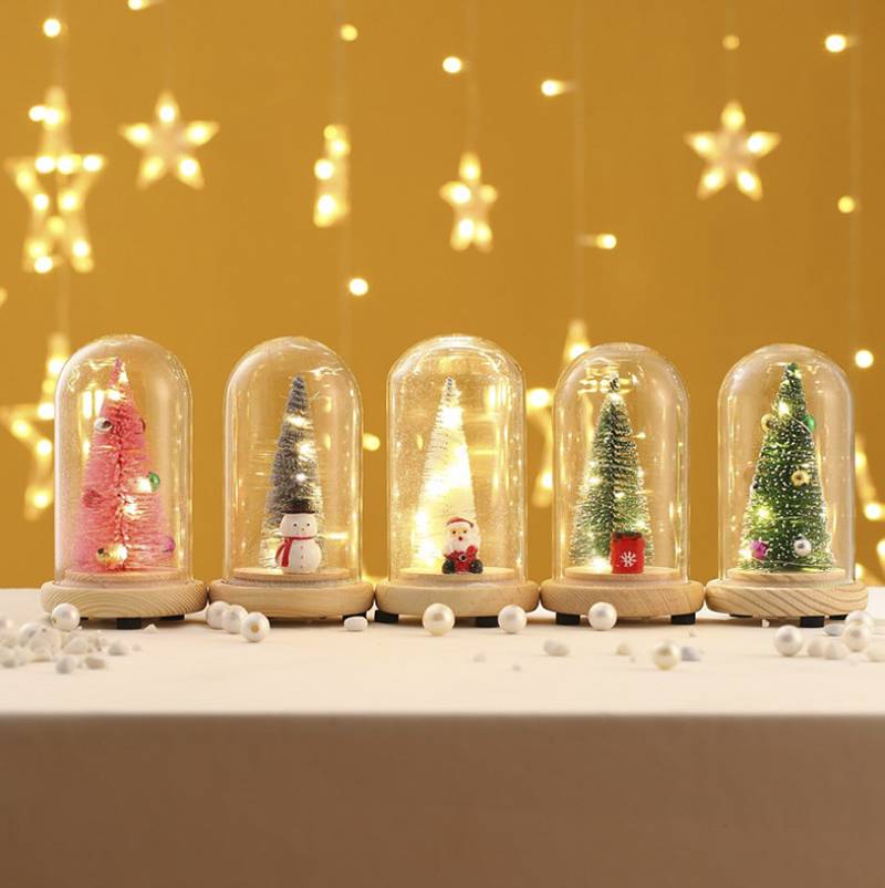 Professional China Best Buying Agent In Yiwu - Christmas Gift Wooden Glass Cover Luminous Mini Christmas Tree Ornaments – Sellers Union
