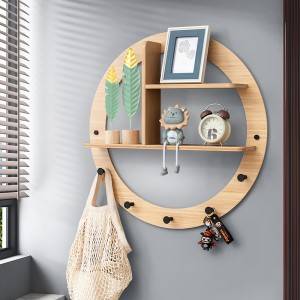Coat Hook Bamboo Shelf Rack Decoration Round Wall Mounted Hooks