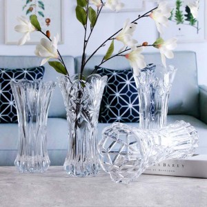 Кристално стаклена вазна Проѕирна задебелена голема отворена декорација на домот
