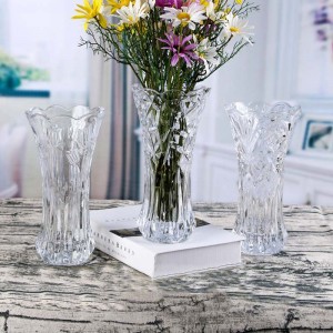 Florero de cristal transparente, grueso, grande, abierto, decoración del hogar