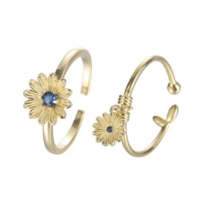Wholesale Daisy Pendant Rings Flower 925 Sterling Silver 18K Gold Open Ring for Women