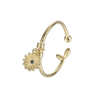 Bagues avec pendentif marguerite, fleur, argent Sterling 925, or 18 carats, anneau ouvert pour femmes, vente en gros