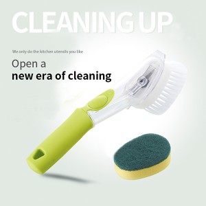 Cepillo de limpieza al por mayor del lavado de platos de la cocina con la cabeza desprendible de dispensación de la esponja del jabón