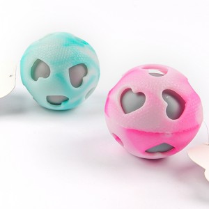 Heart-shaped Hollow Tie dye Dog Molar Teeth Ball Pet Chew Toy