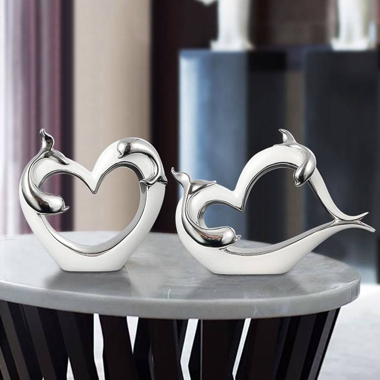 OEM China Juguetes de Shantou -  Silver Two Dolphins Couple Heart Wedding Decorations Home Decor – Sellers Union