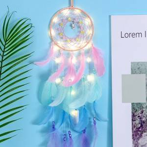 Dream Catcher Led Feather Wind Chimes Wall Hanging Home Decor საბითუმო