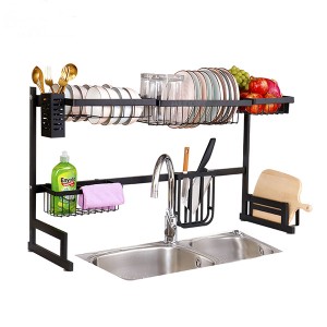 Wholesale Kitchen Storage Drying Holder Metal Stand Plate Shelf Rack Two Tiers Dish Drainer