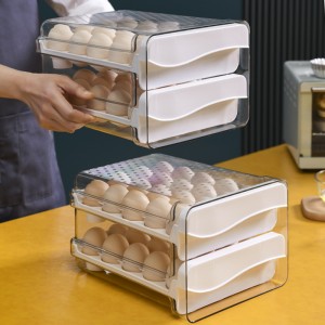 Egg Storage Box Transparent Double Drawer Storage Box Kitchen Crisper