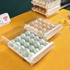 Egg Storage Box Transparant Double Drawer Storage Box Kitchen Crisper