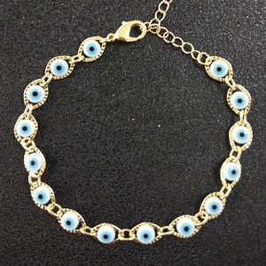 Wholesale Gold Plated Bracelet Blue Red Eye Enamel Bead Jewelry for Women