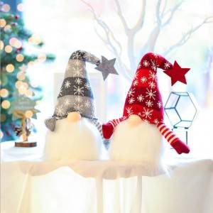 Christmas Kho kom zoo nkauj Glow Dwarf Plush Doll Ornaments Faceless Rudolph