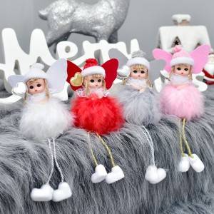 Decorazione natalizia per bambola con ciondolo angelo con piume
