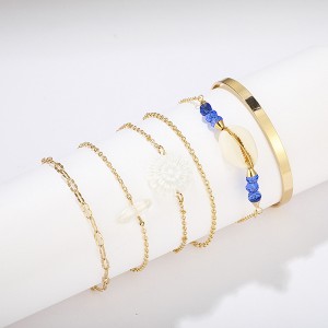 Fashion Flower Gold Bangle Bracelets Set for Women Wholesale from China