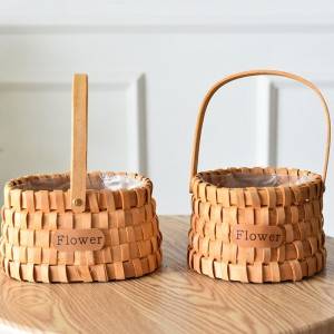 I-Wholesale Rattan Bamboo Wood Chips Flower Storage Basket