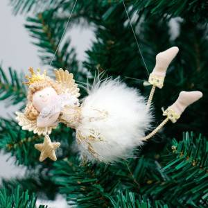 Flying Fluffy Angel Doll Christmas Decoration