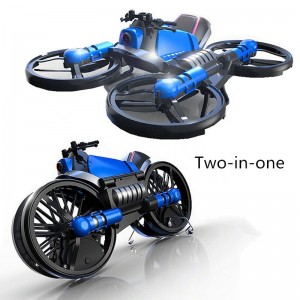Mainan Elektrik Model Darat-udara Sepeda Motor Deformasi Drone RC 2 Dalam 1 Lipat