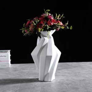 Geometric Ceramic Flower Twisted Vase Dekorasyon sa Balay