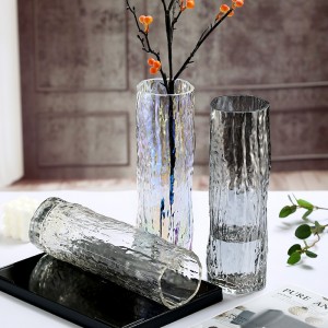 Стъклена ваза Прозрачна ваза Орнаменти за декорация на дома
