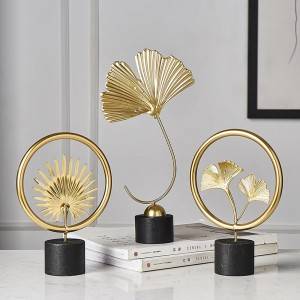 Gold Palm Leaves Ornament Home Decoration Accessories Iron Shape Crafts