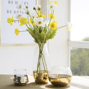 Golden Glass Vase Electroplated Honeycomb Transparent Ornaments