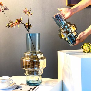 Adornos de decoración de vasos de vidro de cor degradado azul electro-óptico por xunto